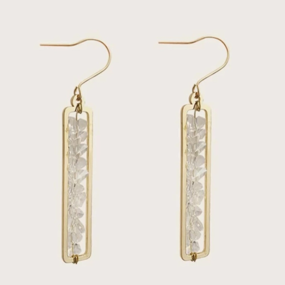 LAST PAIR! Gold crystal drop earrings stud - Picture 2 of 5